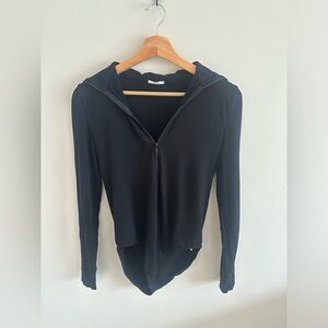 Wolford Black quarter zip sweater body suit size medium‎